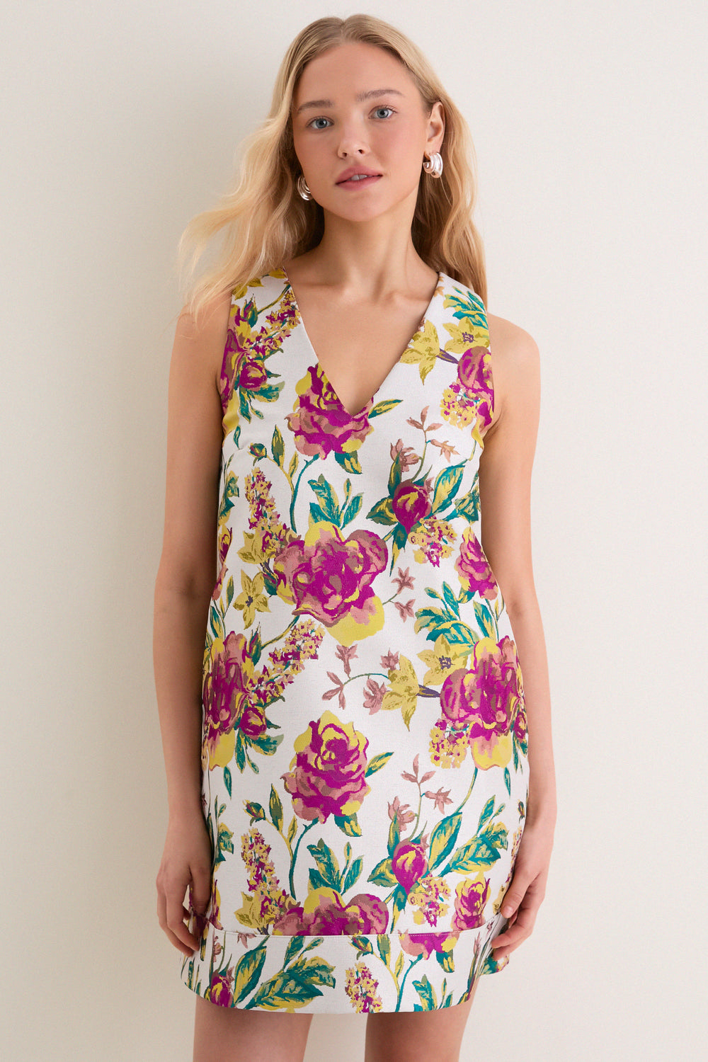 brocade mini dress Exclusive Magenta Floral Brocade Mini Dress