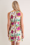 Exclusive Magenta Floral Brocade Mini Dress