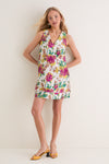 Exclusive Magenta Floral Brocade Mini Dress