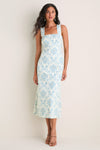 Exclusive Blue Damask Ashbourne Midi Dress