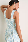 Exclusive Blue Damask Ashbourne Midi Dress