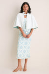 Exclusive Aqua Silk and Ivory Faille Reversible Cape