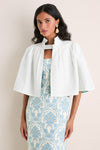Exclusive Aqua Silk and Ivory Faille Reversible Cape