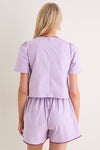 Exclusive Purple Oxford with Plum Piping Lee Top