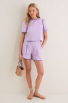 Exclusive Purple Oxford with Plum Piping Lee Top