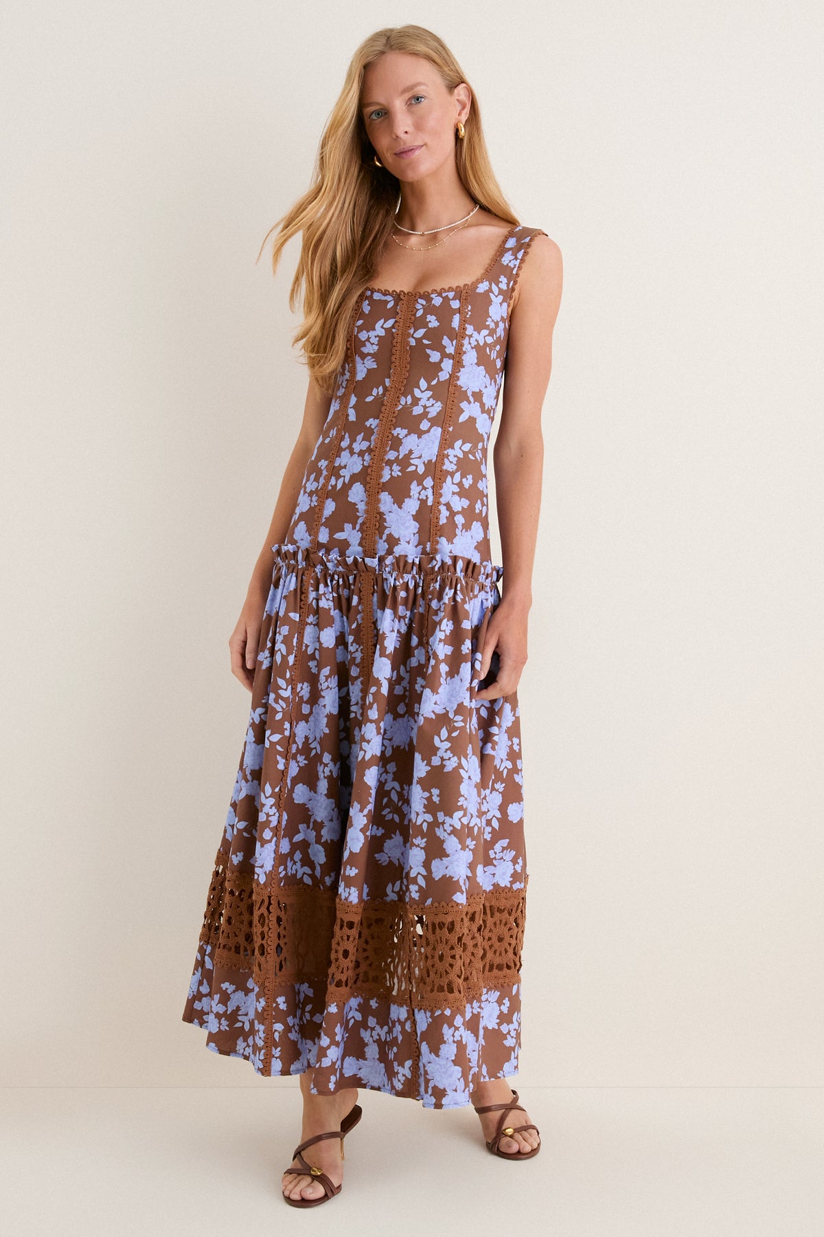 Chloe Dress | Bluebell Bloom | Scallop Detail Midi Dress