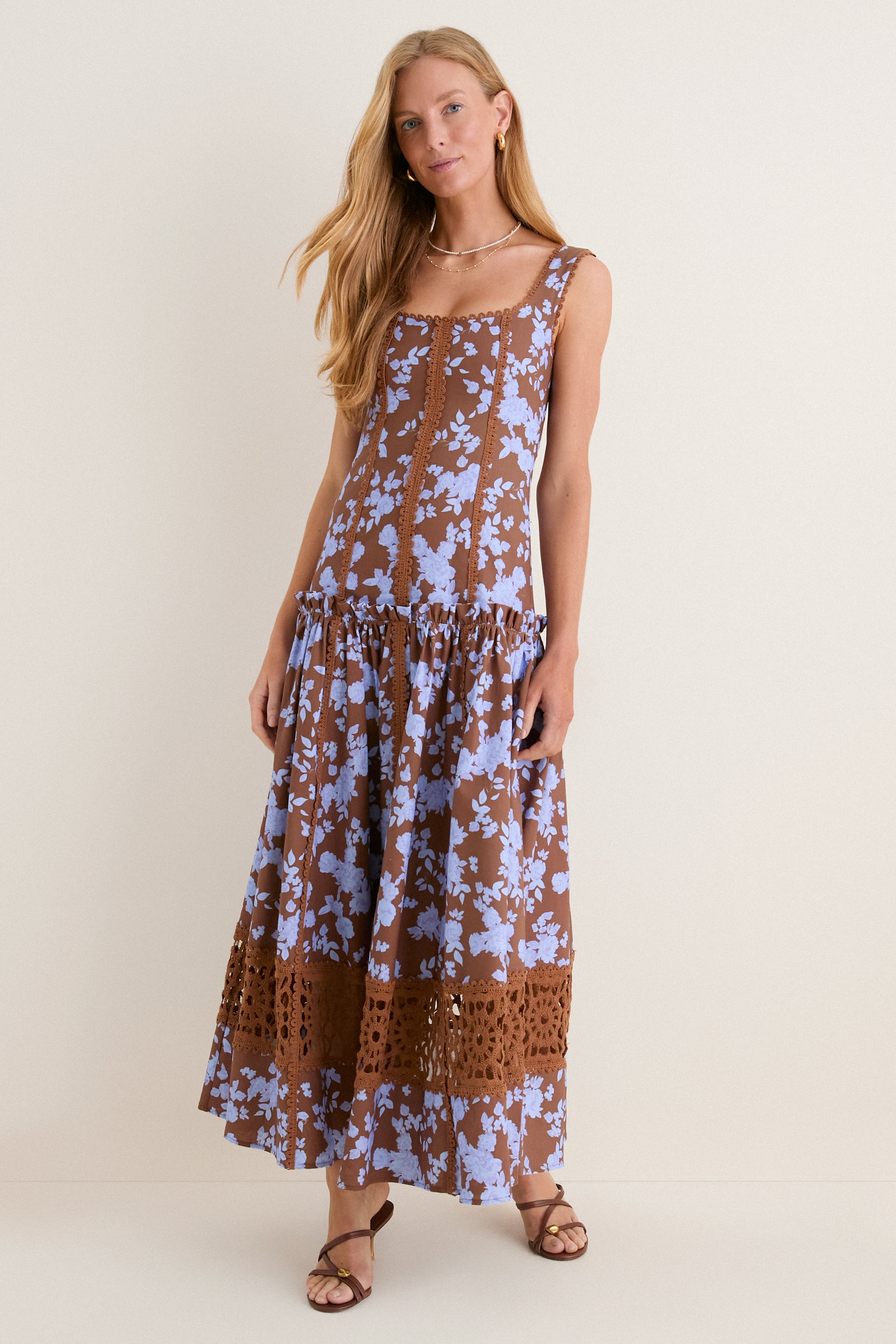 Chloe Dress | Bluebell Bloom | Scallop Detail Midi Dress