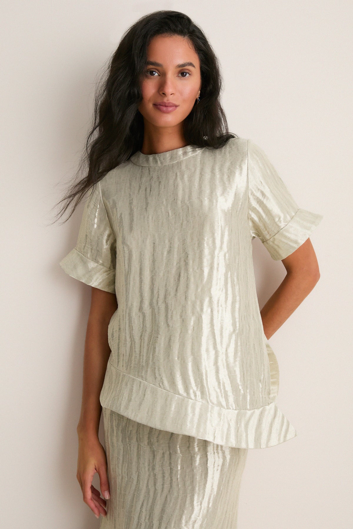 Metallic Silver Ride the Wave Top