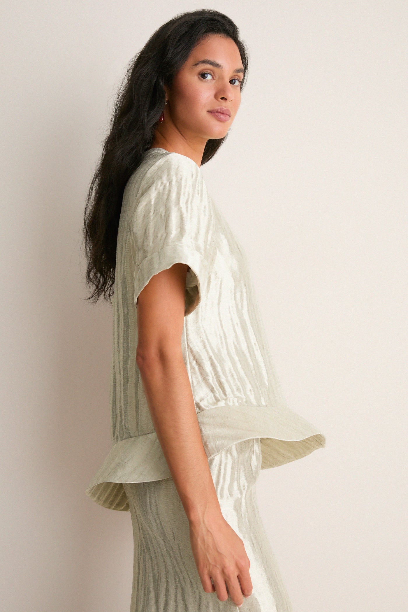 Metallic Silver Ride the Wave Top