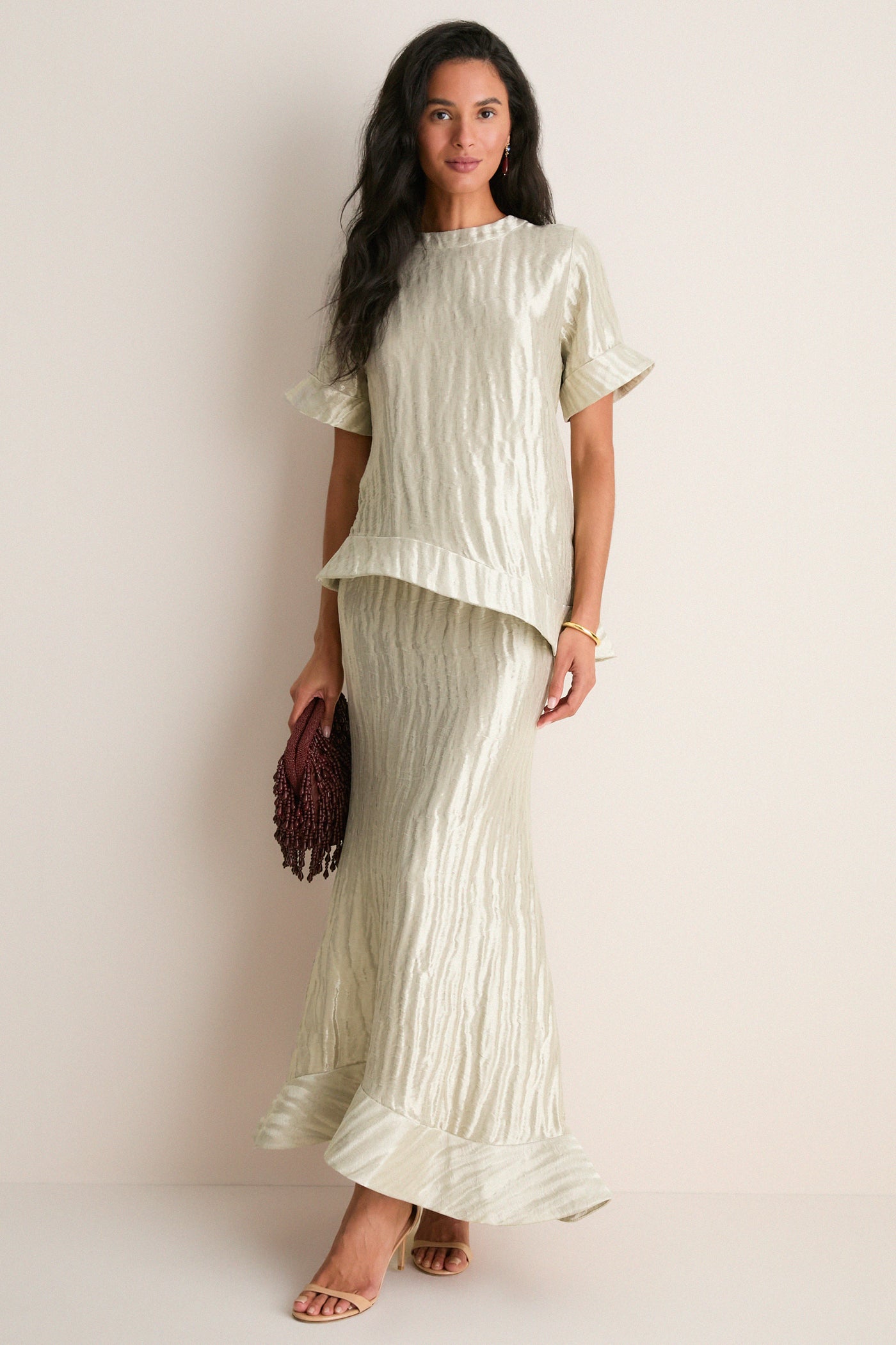 Metallic Silver Ride the Wave Top