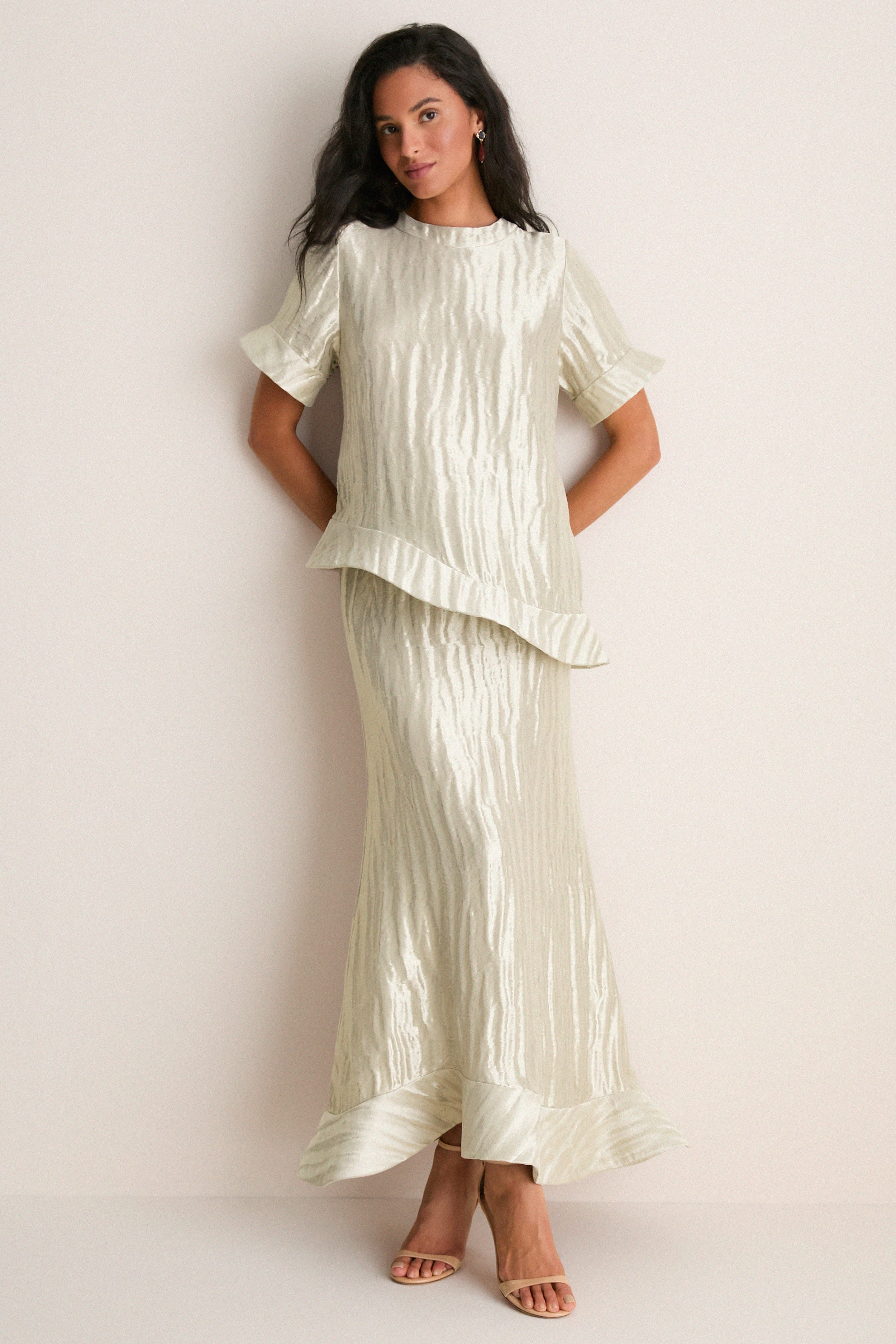 Metallic Silver Ride the Wave Top