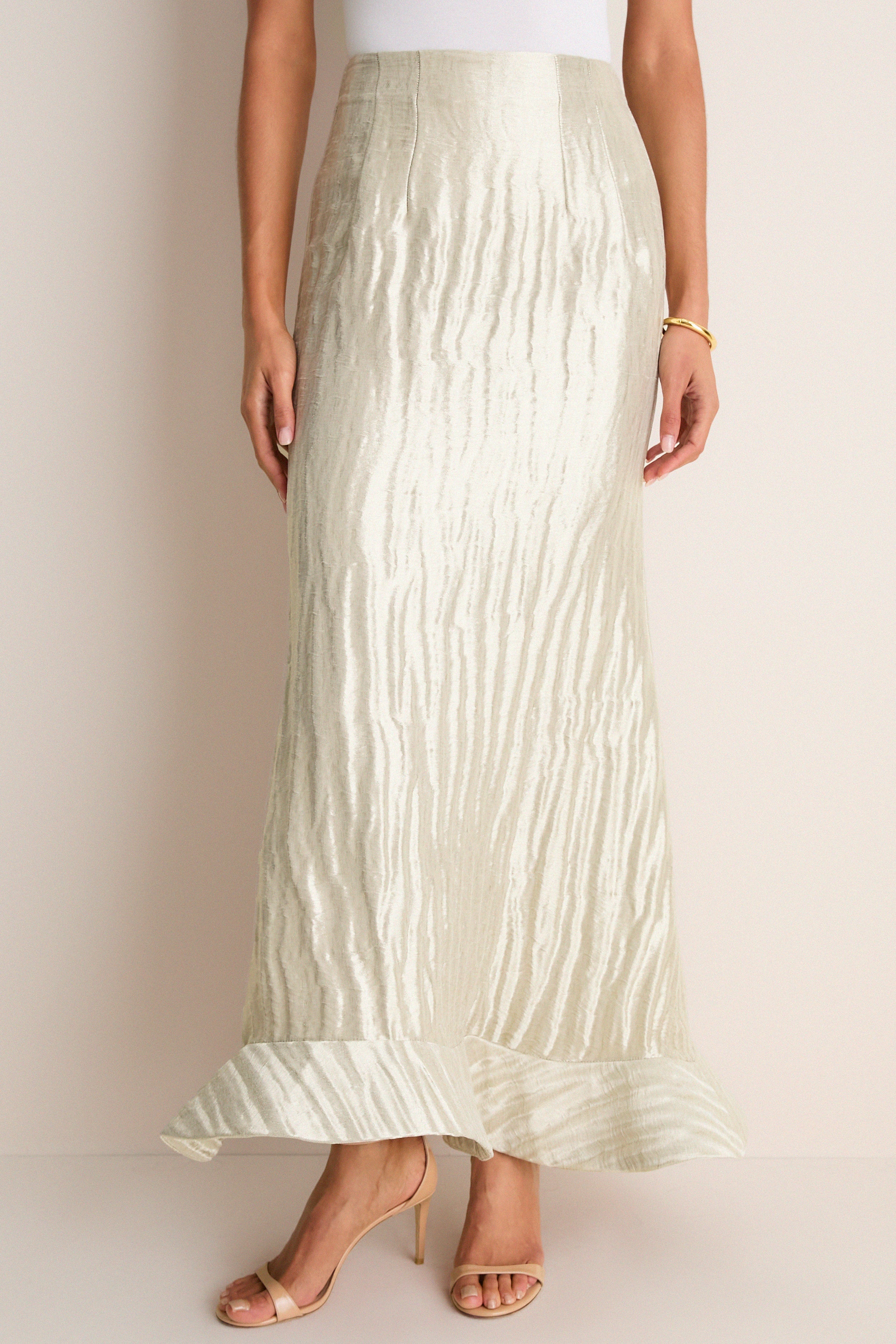 Metallic Silver Ride the Wave Skirt | Rosie Assoulin