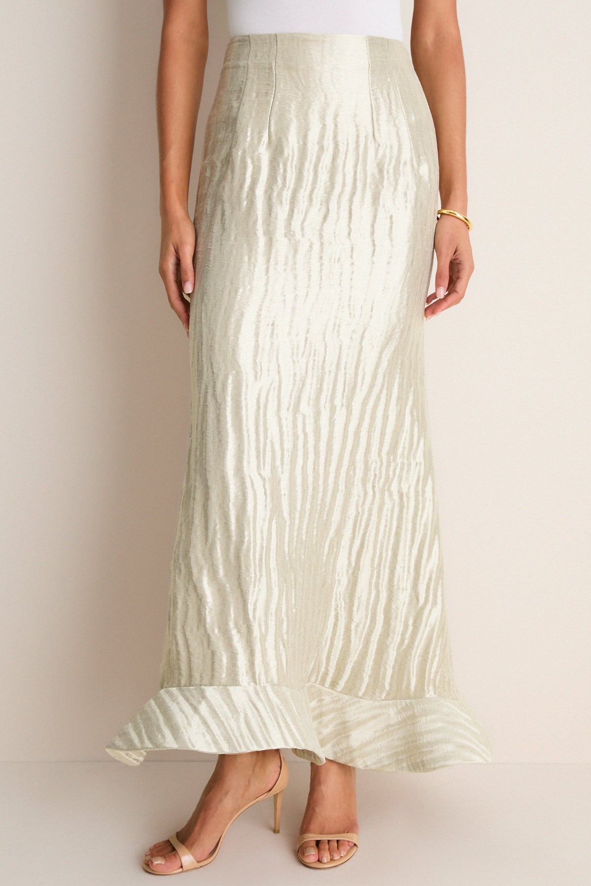 Metallic Silver Ride the Wave Skirt