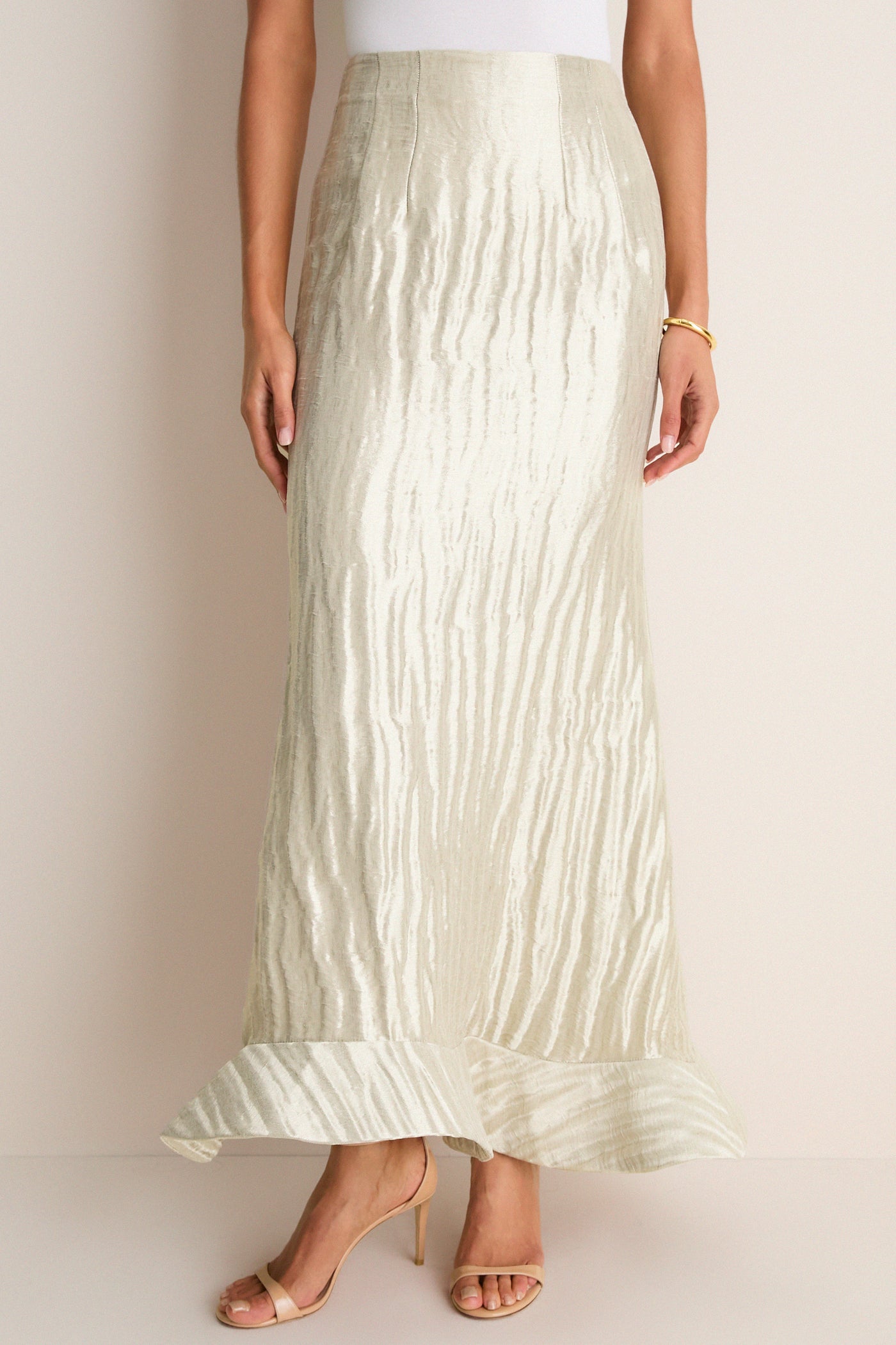 Metallic Silver Ride the Wave Skirt