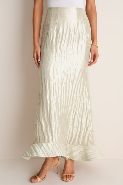 Metallic Silver Ride the Wave Skirt | Rosie Assoulin