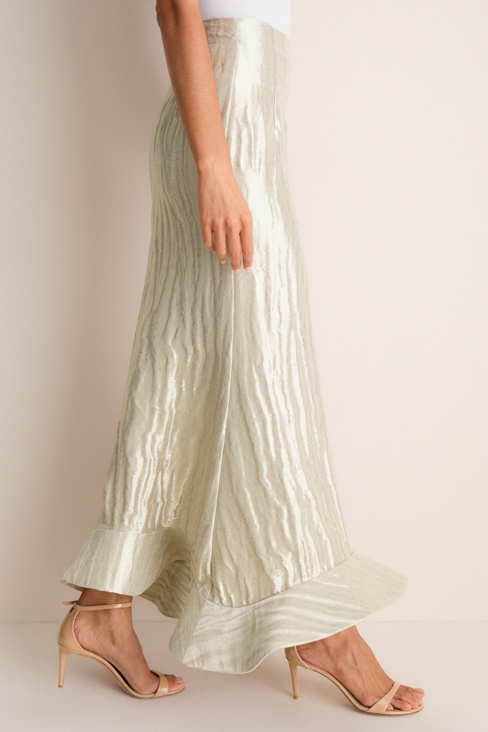 Metallic Silver Ride the Wave Skirt