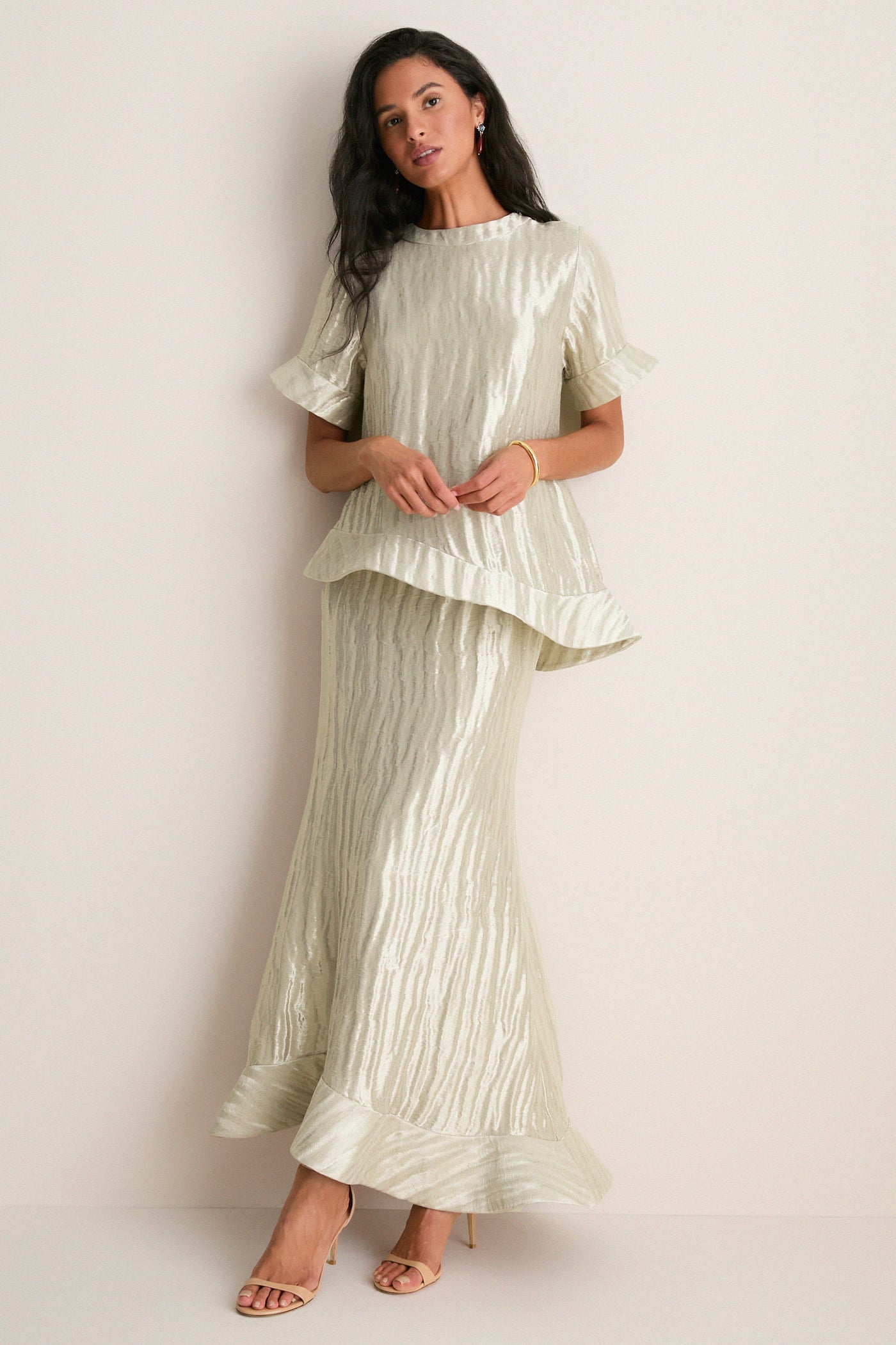 Metallic Silver Ride the Wave Skirt