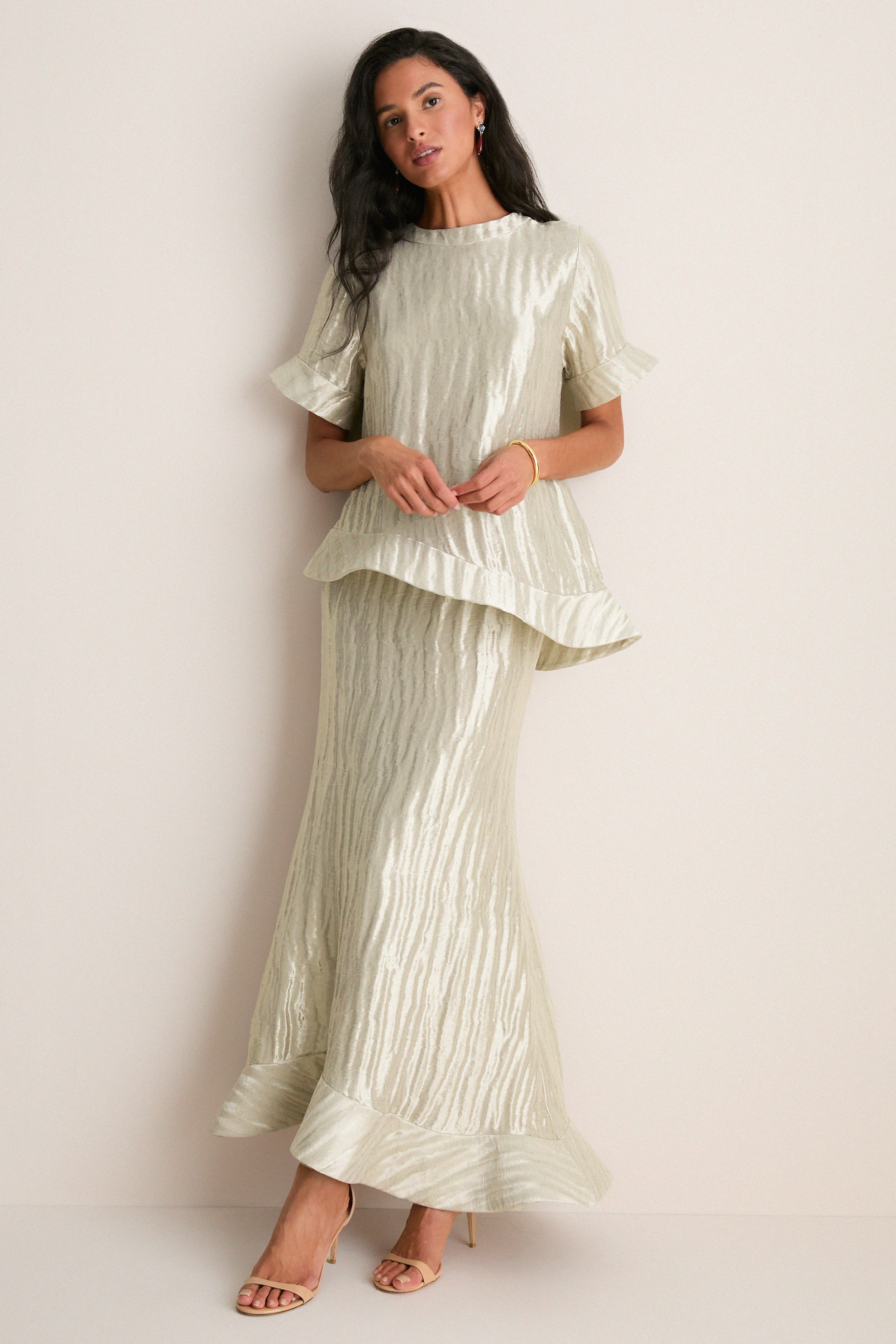 Metallic Silver Ride the Wave Skirt
