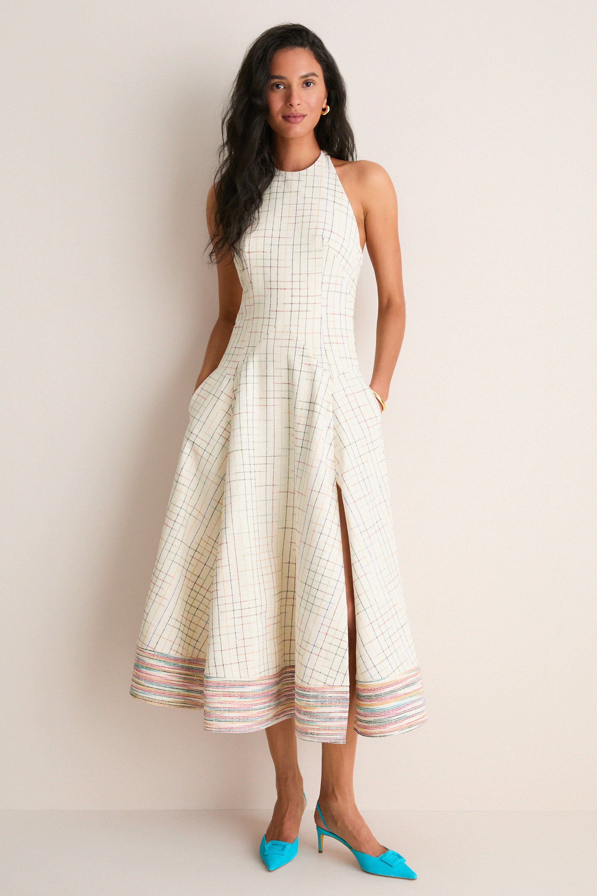 Rainbow Full Sweep Halter Midi Dress | Rosie Assoulin