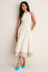 Rainbow Full Sweep Halter Midi Dress