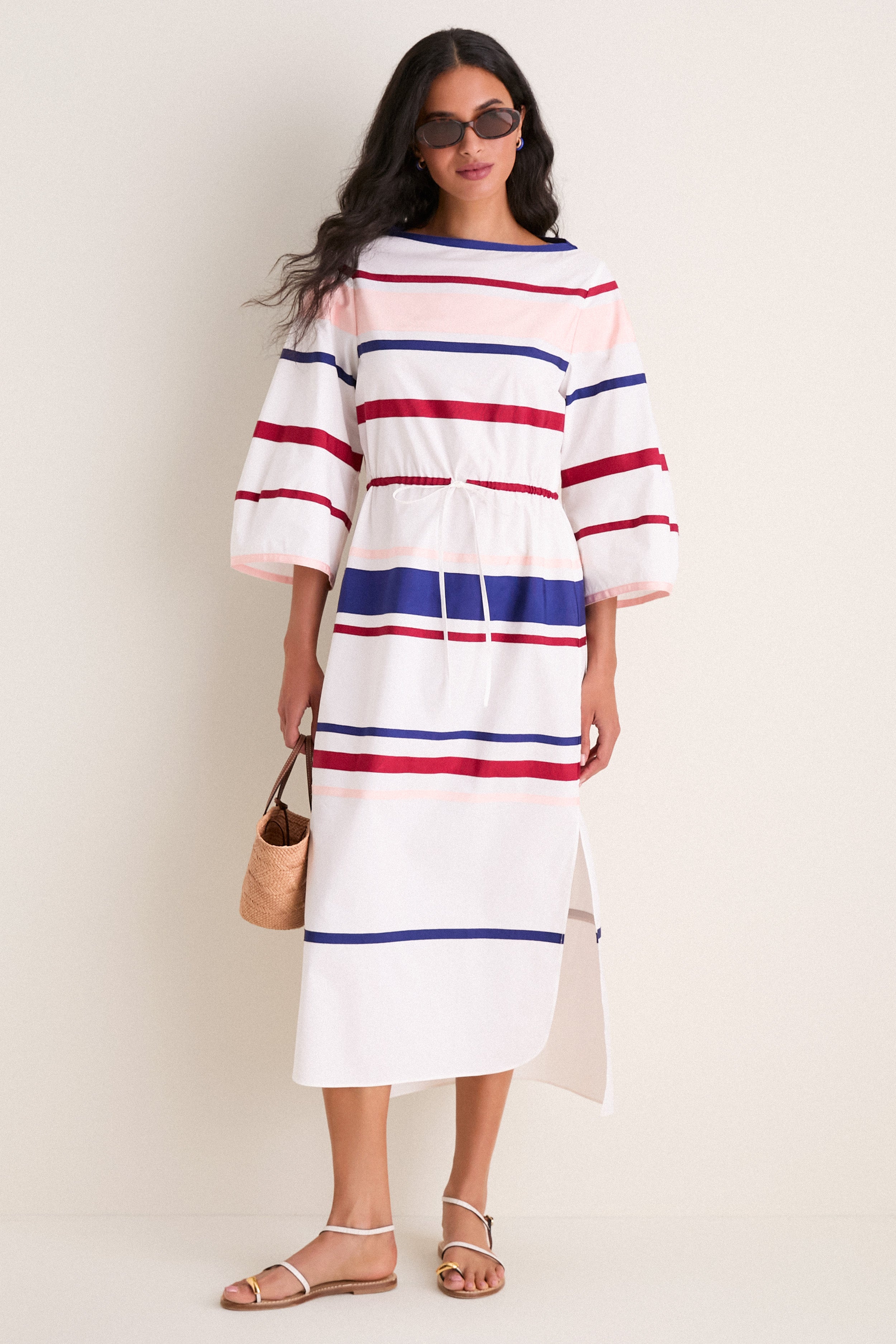 White Multi Ribbon Caftan Midi Dress | Rosie Assoulin