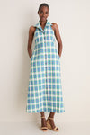 Blue and Green Patio Plaid Take it or Sleeveless Dress