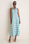 Blue and Green Patio Plaid Take it or Sleeveless Dress