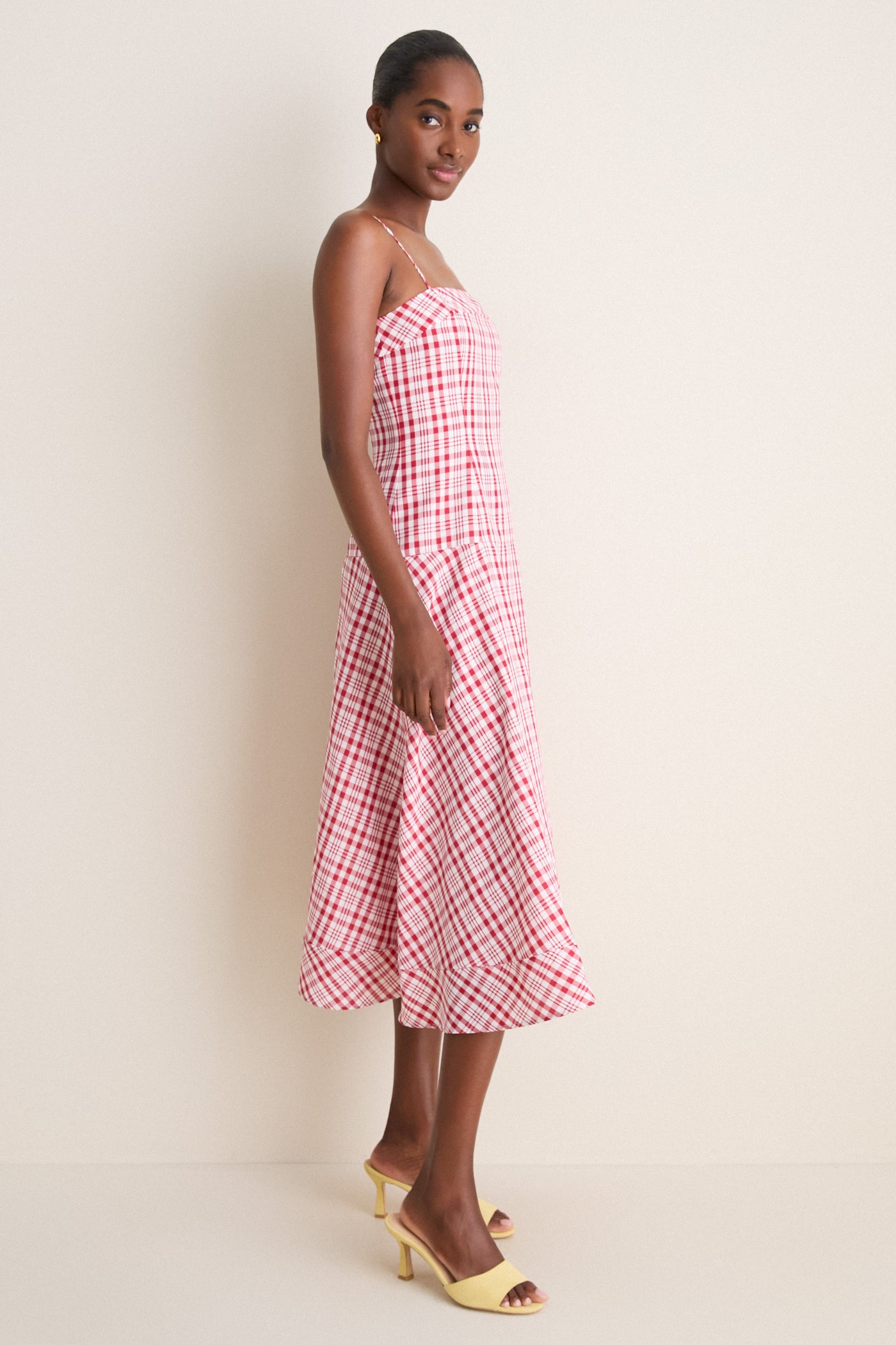 Rosie Assoulin Red Plaid Drop Me a Note Midi Dress Red Plaid / 4