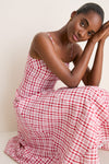 Red Plaid Drop Me a Note Midi Dress