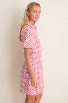 Red Plaid A-Line Mini Shirt Dress