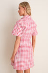 Red Plaid A-Line Mini Shirt Dress