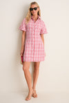 Red Plaid A-Line Mini Shirt Dress