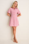Red Plaid A-Line Mini Shirt Dress