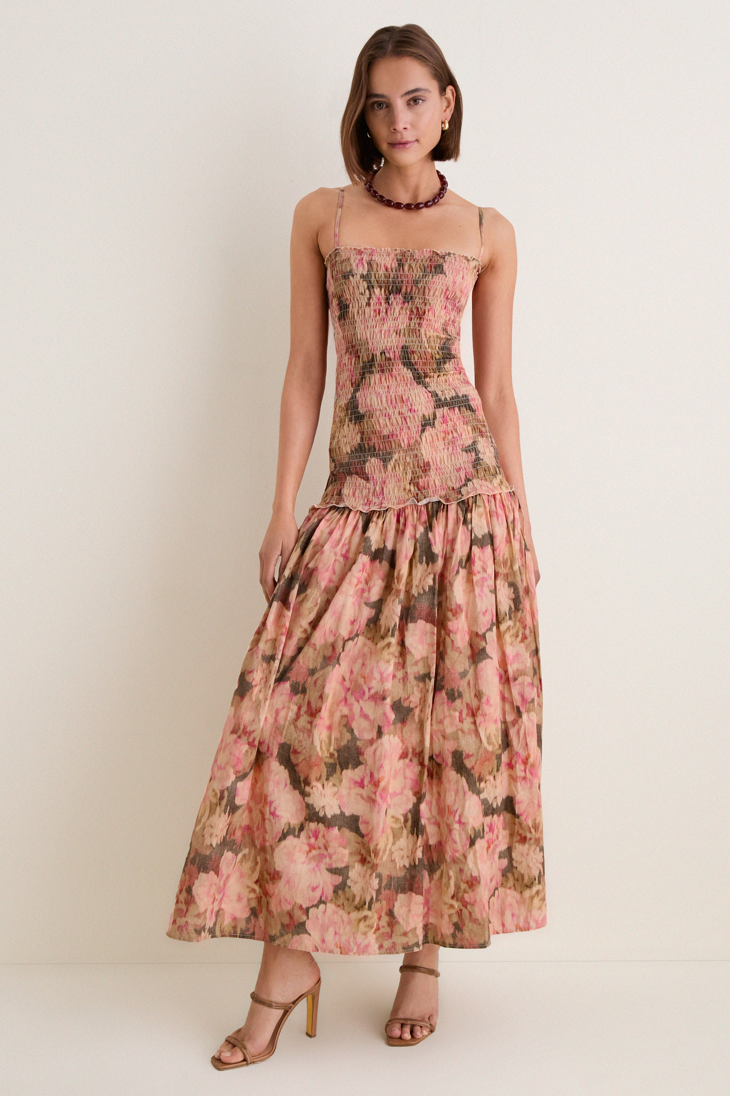 Heirloom Rose Lucia Ruched Maxi Dress | Juillet