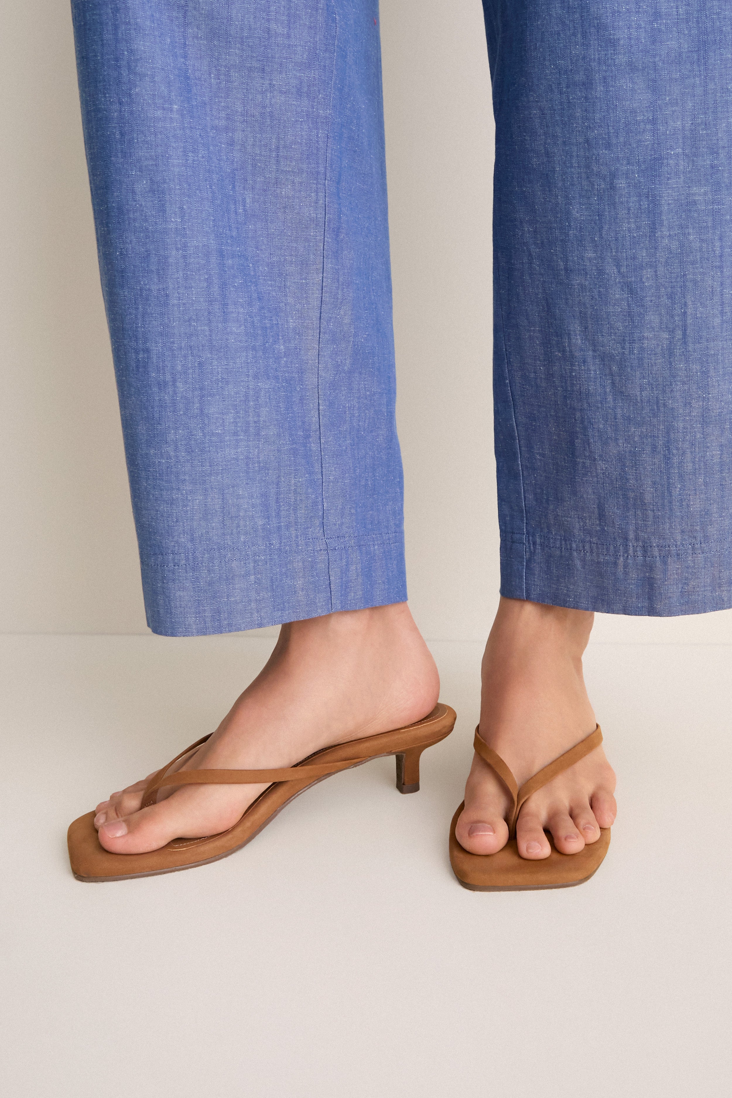 Camel Suede Square Toe Julia Heels | TKEES