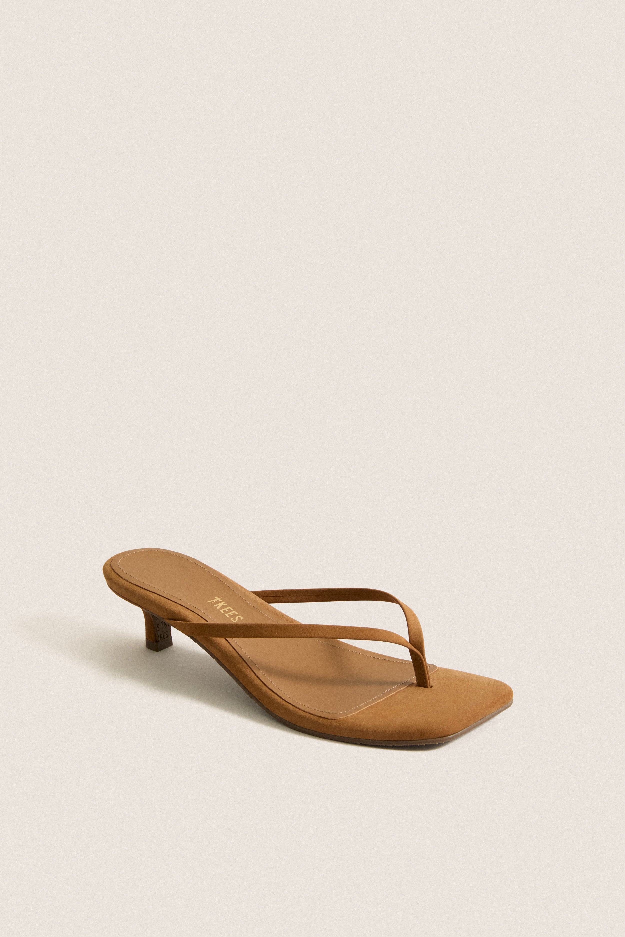 Camel Suede Square Toe Julia Heels | TKEES