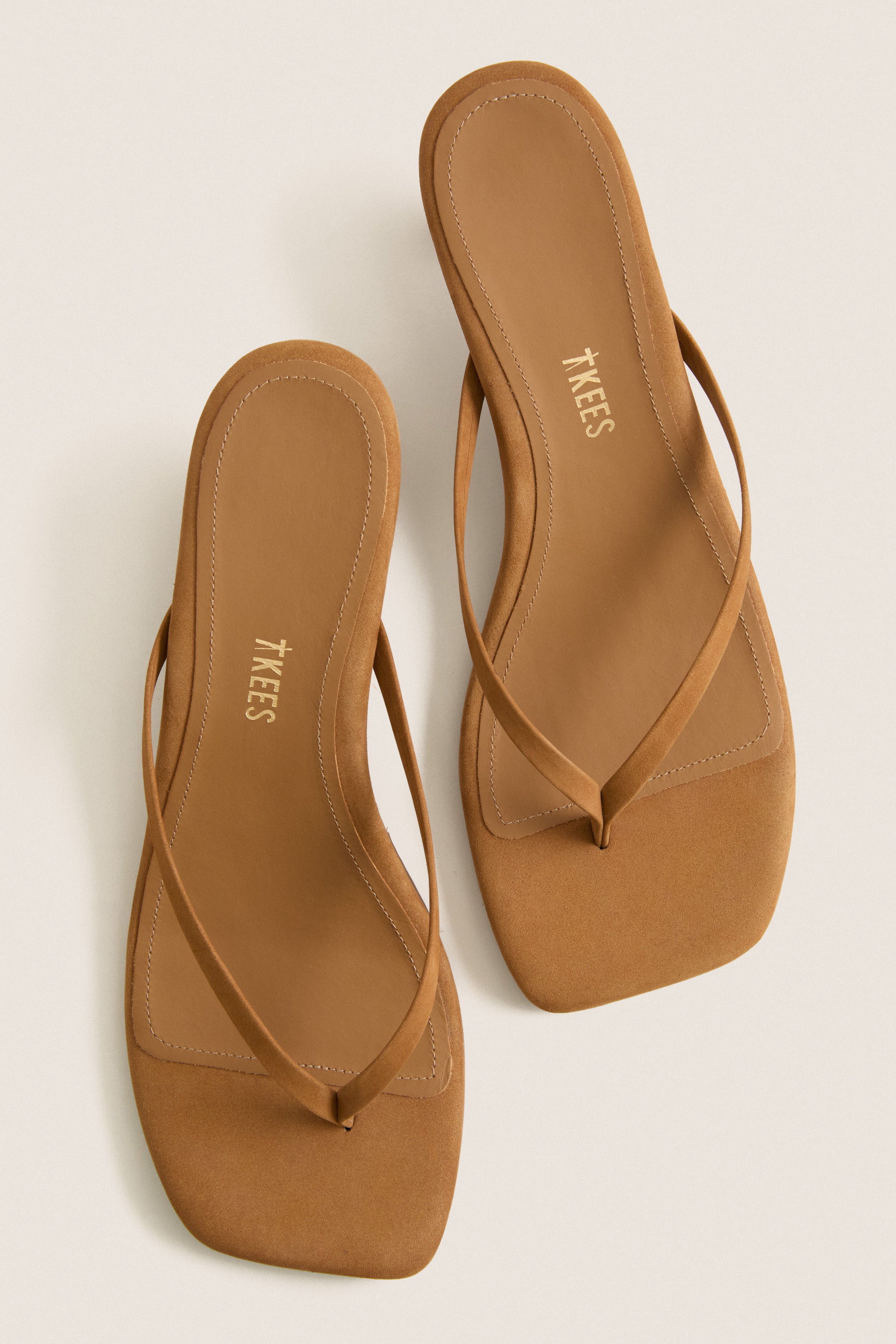 Camel Suede Square Toe Julia Heels | TKEES