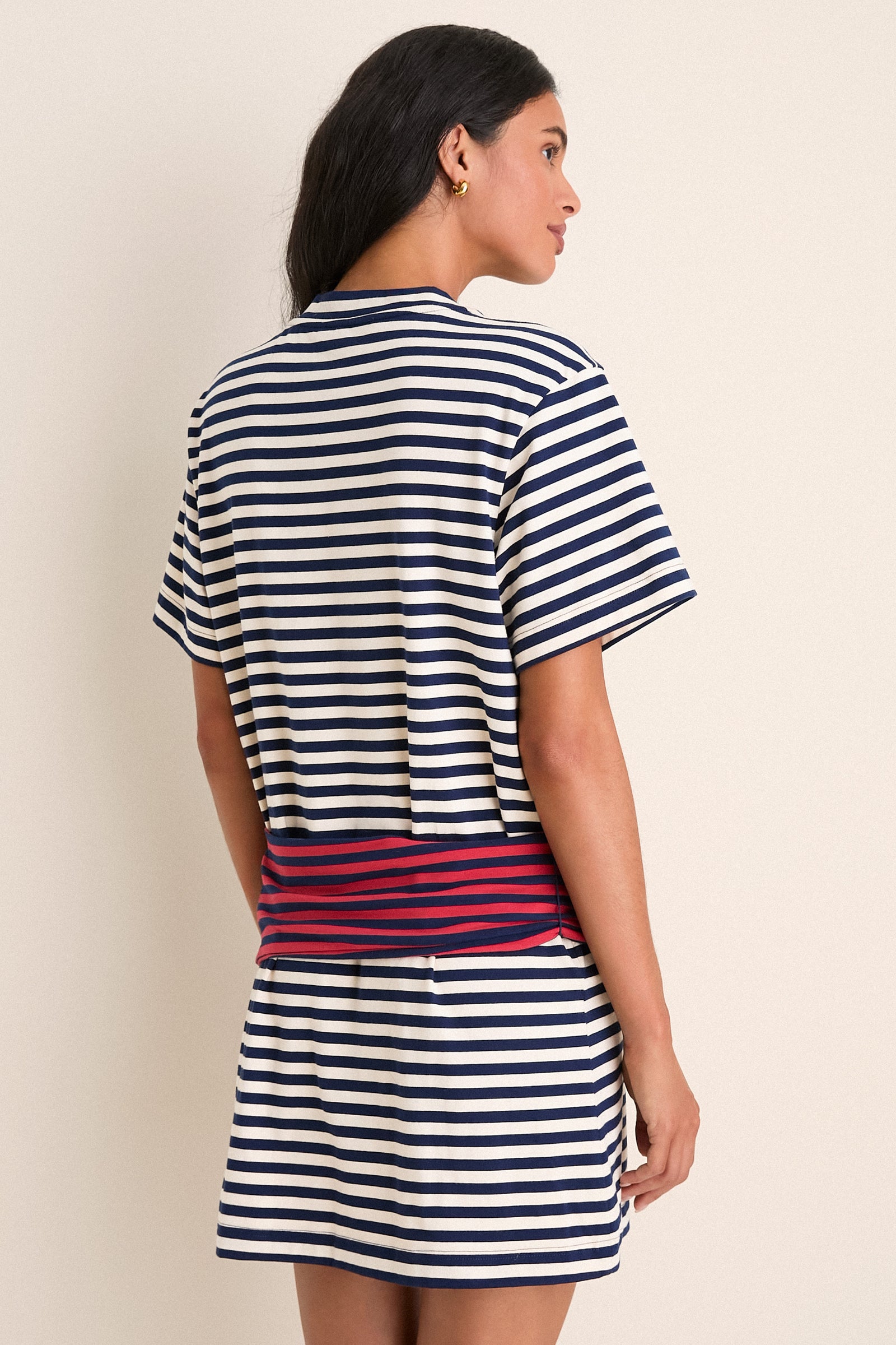 Navy Stripe Combo Lottie T-Shirt Mini Dress