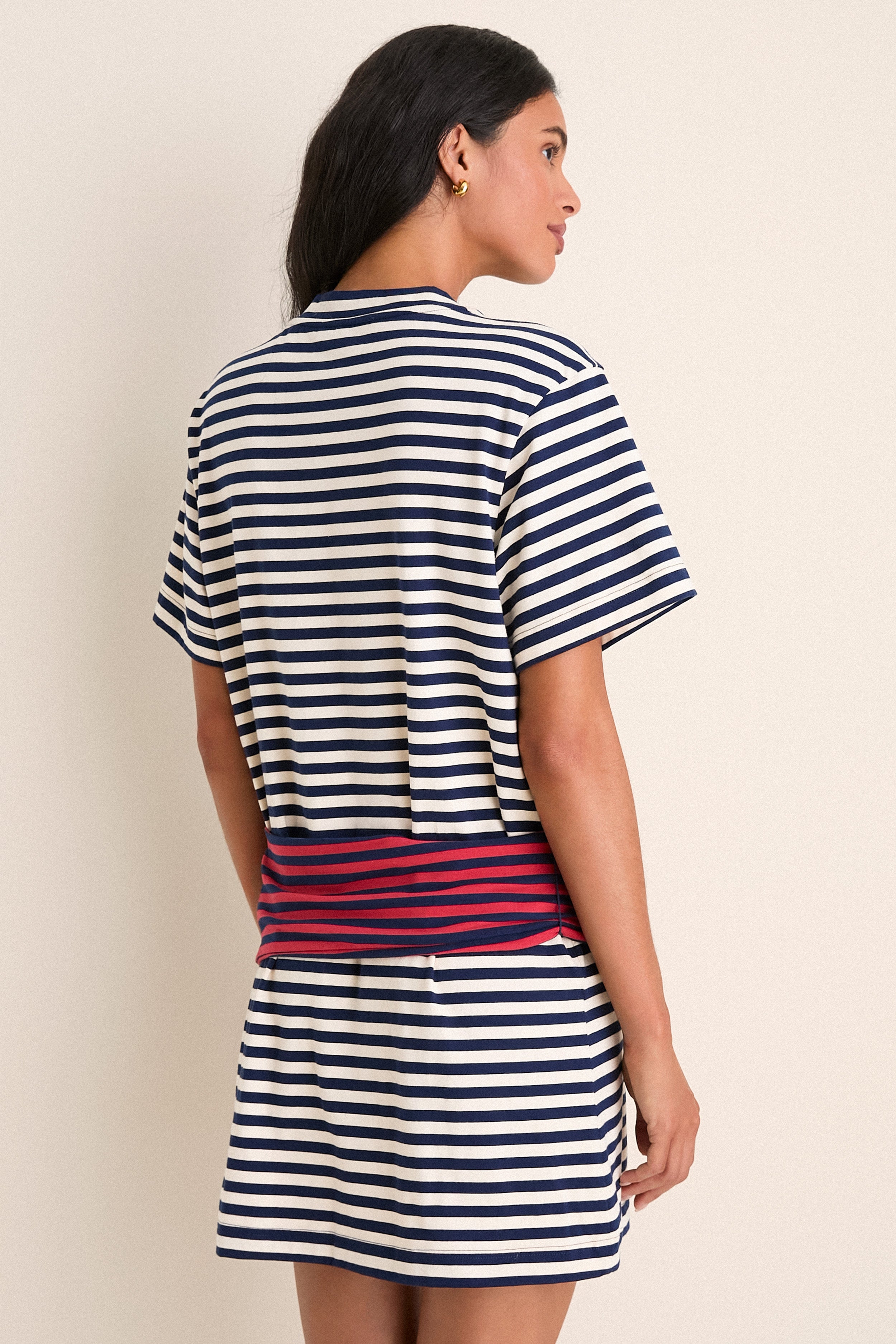 Navy Stripe Combo Lottie T-Shirt Mini Dress