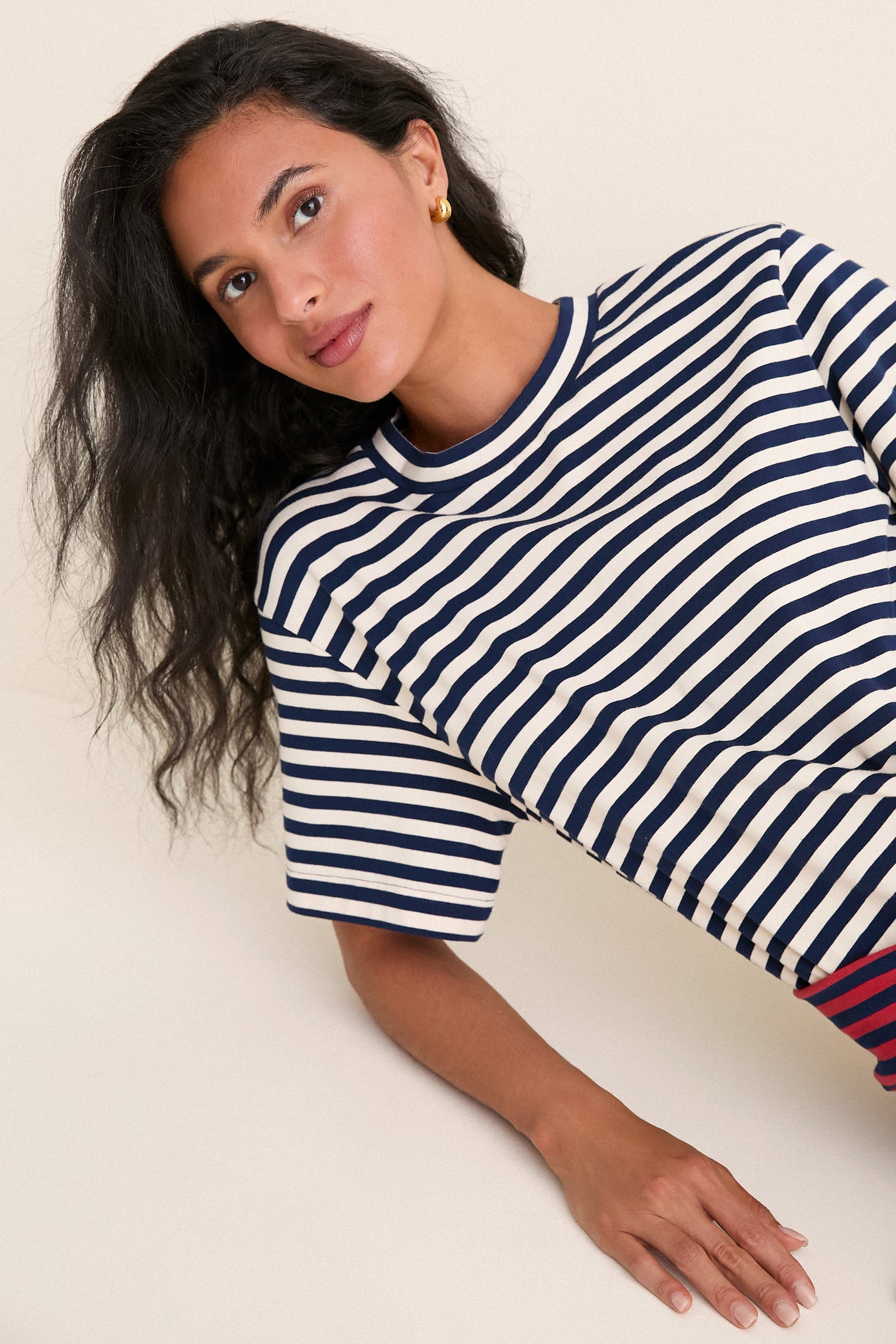 Navy Stripe Combo Lottie T-Shirt Mini Dress