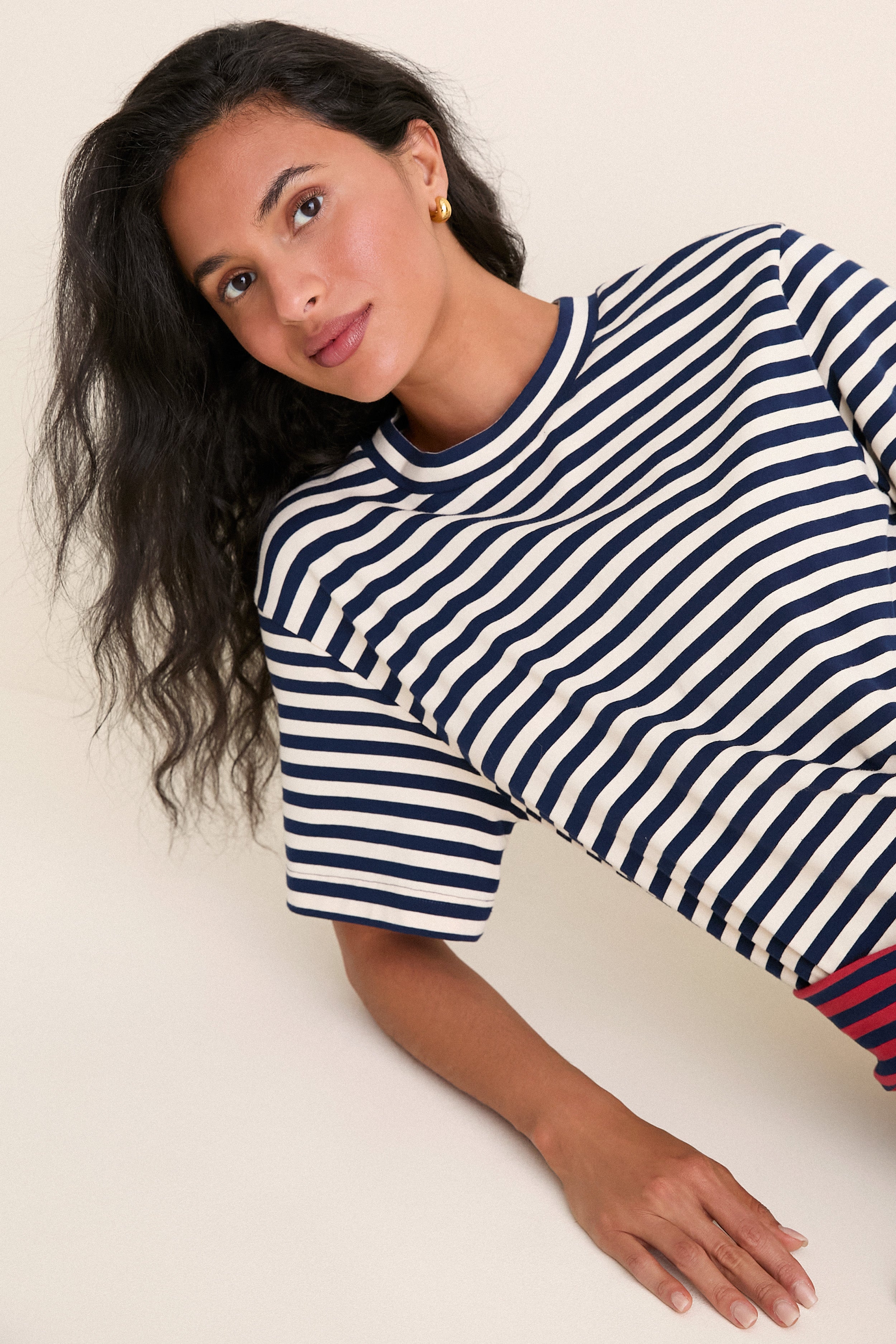 Navy Stripe Combo Lottie T-Shirt Mini Dress