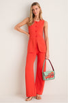 Coral Red Del Mar Knit Vest Top