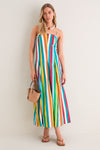 Vibrant Multi Stripe Astrid Poplin Midi Dress