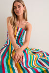 Vibrant Multi Stripe Astrid Poplin Midi Dress