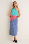 Teal Gingham Multi Belem Poplin Midi Dress