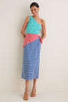 Teal Gingham Multi Belem Poplin Midi Dress
