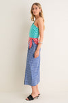 Teal Gingham Multi Belem Poplin Midi Dress