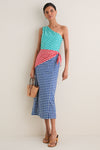 Teal Gingham Multi Belem Poplin Midi Dress