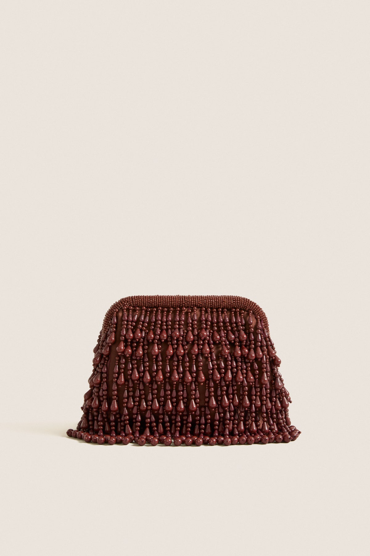 Chocolate Beaded Drop Clutch