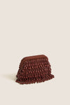 Chocolate Beaded Drop Clutch